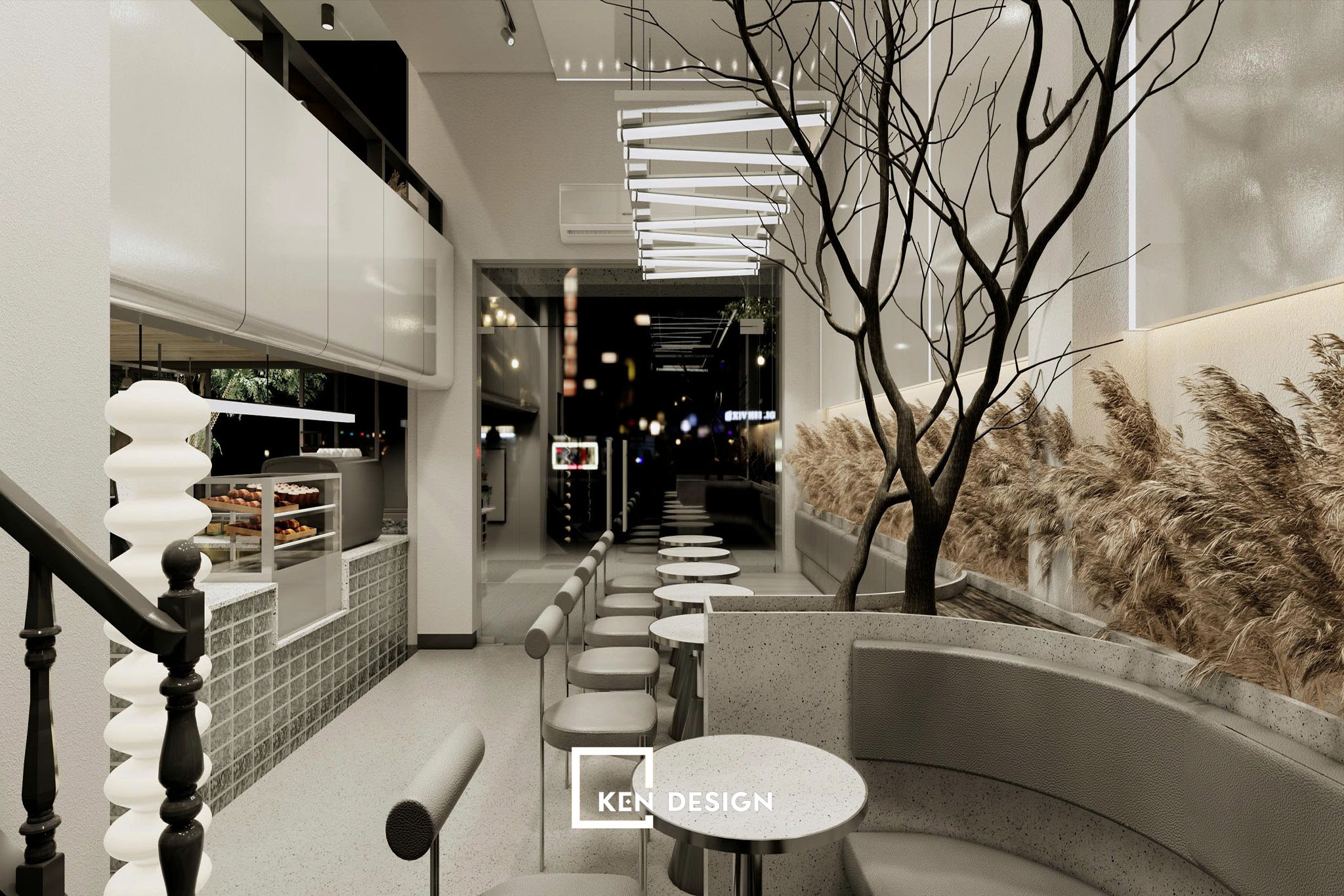 Tận dụng tông màu sáng để kéo dài chiều cao thấp